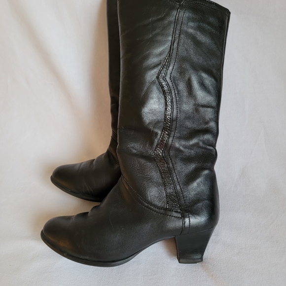 Luftpolster Black Leather Heeled Boots Size 5/5.5 - Picture 3 of 6